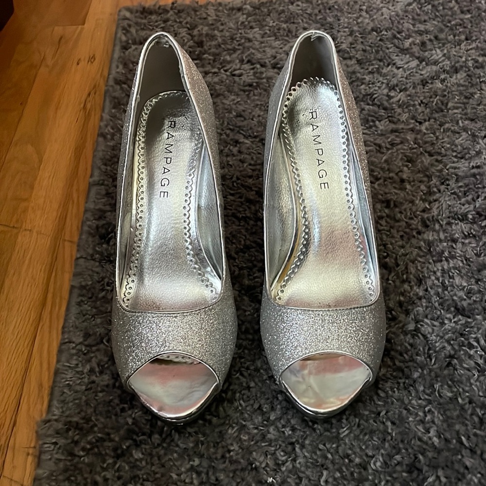 Rampage silver sparkle high heels size 10